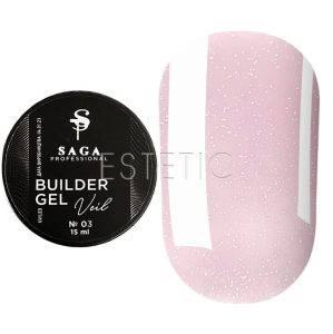 SAGA Professional Builder Gel Veil №03 Orchid shimmer - Моделирующий гель для наращивания (бежевый c шиммером), 15 мл