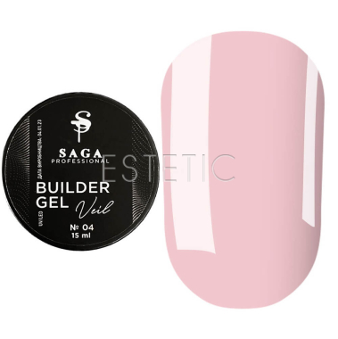 SAGA Professional Builder Gel Veil №04 Rose Pink - Моделюючий гель для нарощування (бежево-рожевий), 15 мл