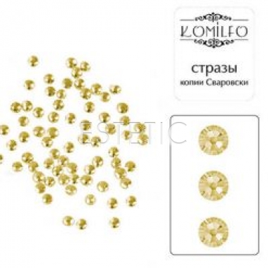 Komilfo Стразы копия Сваровски Gold champagne, размер 3 (100 штук в упаковке) 