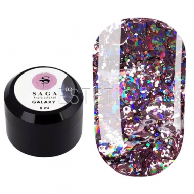 SAGA Professional Глиттерный гель Galaxy glitter №02, 8 мл