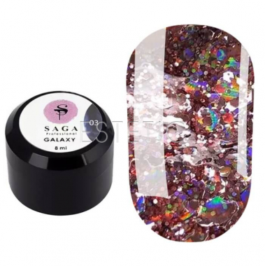 SAGA Professional Глиттерный гель Galaxy glitter №03, 8 мл
