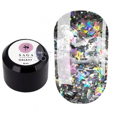 SAGA Professional Глиттерный гель Galaxy glitter №04, 8 мл
