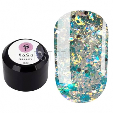 SAGA Professional Глиттерный гель Galaxy glitter №06, 8 мл