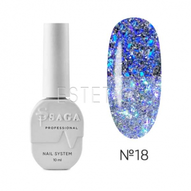 SAGA Professional Fiery Gel №18 - Гель-лак светоотражающий №18 (сине-серебристый), 8 мл