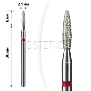 mART М-052 Алмазна насадка Полум'я тупе Red, 2,1*8 мм