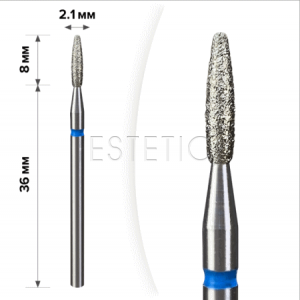 mART М-053 Алмазна насадка Полум'я тупе Blue, 2,1*8 мм