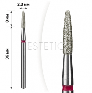 mART М-054 Алмазна насадка Полум'я тупе Red, 2,3*8 мм