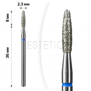 mART М-055 Алмазна насадка Полум'я тупе Blue, 2,3*8 мм