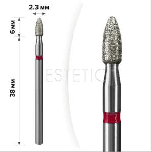 mART М-056 Алмазна насадка Пуля Red 2,3*6 мм