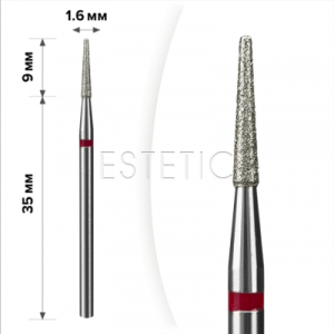 mART М-059 Алмазна насадка Конус Red, 1,6*9 мм