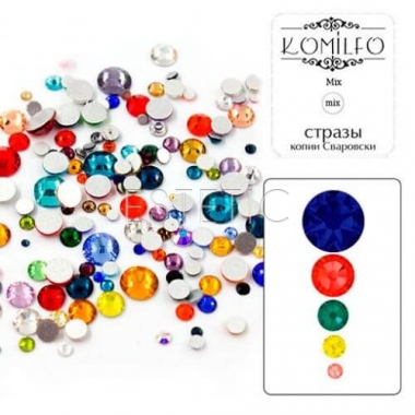 Стразы копия Сваровски mix (1400 штук в упаковке разноцветные, разные размеры SS3-SS10)