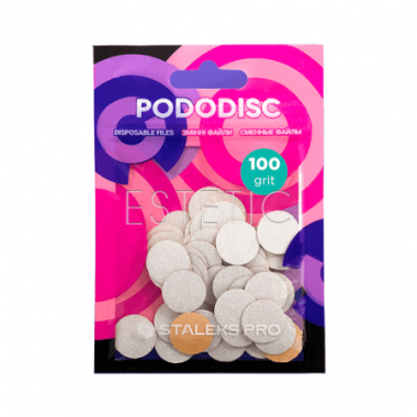 STALEKS Pro Pododisk PDF-15-100w - Білі змінні файли для педикюрного диска, 100 грит, 50 шт
