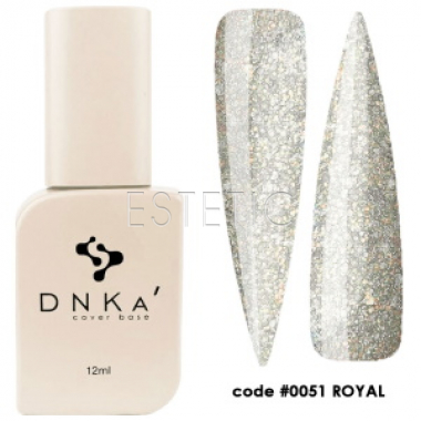 DNKa Cover Base #0051 Royal - Цветная база для гель-лака (Золотой светоотражающий с пайетками разного размера),12 мл
