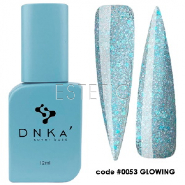 DNKa Cover Base #0053 Glowing - Кольорова база (блакитний світловідбиваючий з паєтками різного розміру), 12 мл