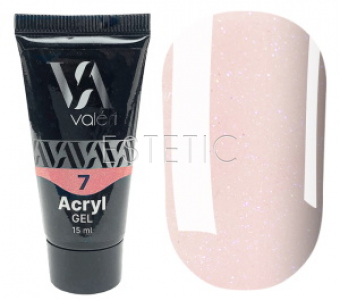 Valeri Acryl Gel №07 - Акригель (розовый шампань с шиммером), 15 мл