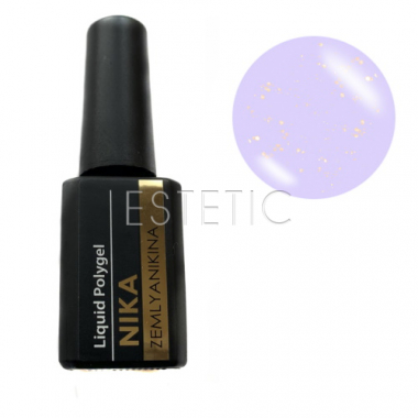 Nika Zemlyanikina Liquid Polygel Violet Opal - Акрігель для зміцнення нігтьової пластини (ліловий з пластівцями поталі), 15 мл