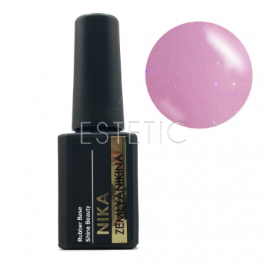 Nika Zemlyanikina Shine Beauty - Камуфлирующая база для гель-лака (светло-розовый с блёстками), 15 мл
