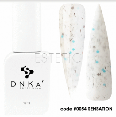 DNKa Cover Base #0054 Sensation - Кольорова база для гель-лаку (молочно-білий з різнобарвною крихтою), 12 мл