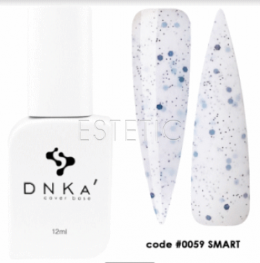 DNKa Cover Base #0059 Smart - Цветная база для гель-лака (белый с синей крошкой), 12 мл
