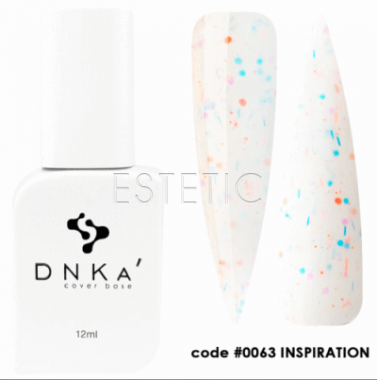 DNKa Cover Base #0063 Inspiration - Кольорова база для гель-лаку (молочний з різнобарвною крихтою), 12 мл