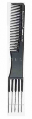 Расческа для начеса Salon Professional карбоновая планка с металлическими зубцами 0069