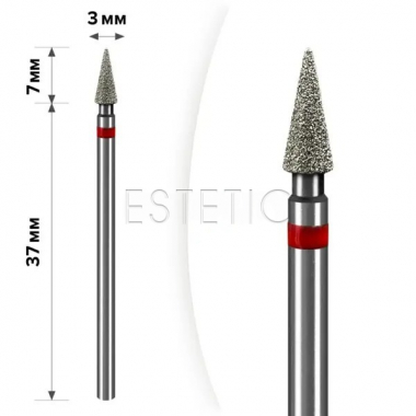Фреза алмазная для ногтей Mart 1М-001/1 Конус тупой Red 3x7