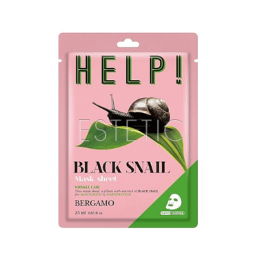 Маска для лица с чёрной уликой BERGAMO HELP! Mask Sheet Black Snail, 25 мл