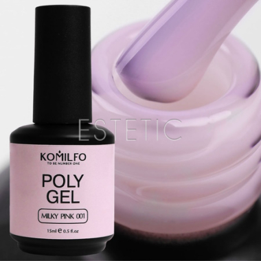 Гель Komilfo PolyGel Milky Pink 001 молочно-рожевий, 15 мл