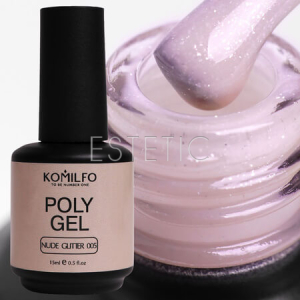 Гель Komilfo PolyGel Nude Glitter 005 нюдовый беж с шиммером, 15 мл