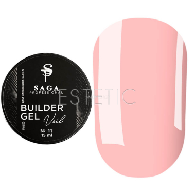 SAGA Professional Builder Gel Veil №11 - Моделюючий гель для нарощування (пастельно-рожевий), 15 мл