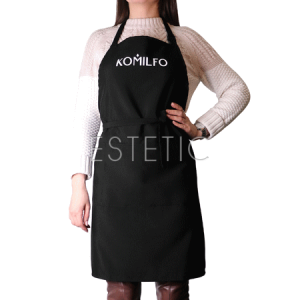Короткий чорний фартух Komilfo з трьома кишенями