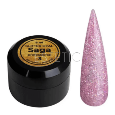 SAGA Professional Глиттерный гель Glitter Opal №03 (розовый), 8 мл