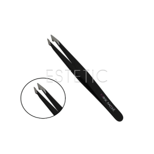 Пінцет NIKK MOLE для брів, скосий, чорний