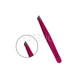 Пинцет NIKK MOLE для бровей, скошенный, пурпурно-розовый