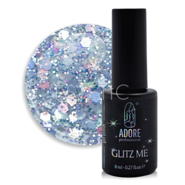 Гель-лак ADORE Gel Polish GM-07 Discoball, прозрачный с голографическим глитером разных форм и размеров, 8 мл