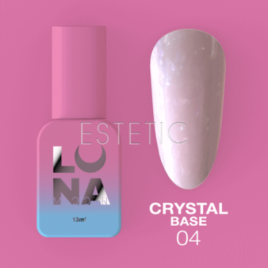 База LUNA Crystal Base №4 напівпрозора молочно-рожева з дрібною зеленувато-блакитною поталлю, 13 мл