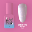 База LUNA Crystal Base №5 полупрозрачная молочно-розовая с разноцветной поталью, 13 мл