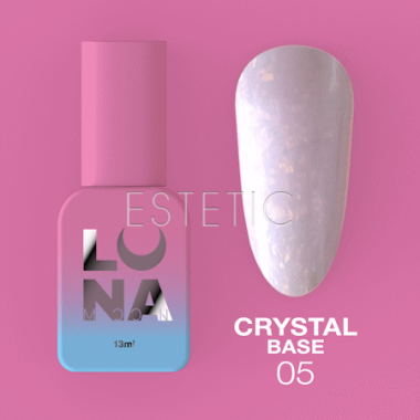 База LUNA Crystal Base №5 полупрозрачная молочно-розовая с разноцветной поталью, 13 мл
