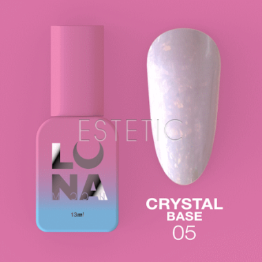 База LUNA Crystal Base №5 напівпрозора молочно-рожева з різнокольоровою дрібною поталлю, 13 мл