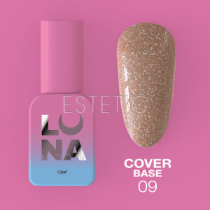 База LUNA Cover Base №09 камуфлююча, світло-бежева з різнокольоровим мікроблиском, 13 мл