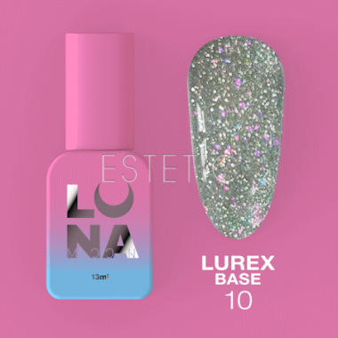 База LUNA Lurex Base №10 светоотражающая, серебро с голографическими блестками, 13 мл