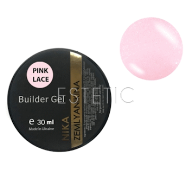 Камуфлюючий гель Nika Zemlyanikina Builder Gel Pink Lace молочно-рожевий з дрібним шиммером, 30 мл