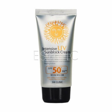 Сонцезахисний крем 3W CLINIC Intensive UV Sunblock Cream SPF50, 70 мл