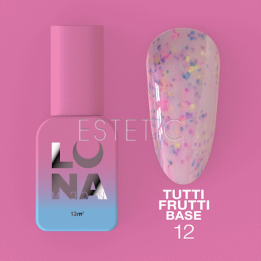 База Luna Tutti Frutti Base №12 холодно-молочно-розовая с разноцветными точечками, 13 мл