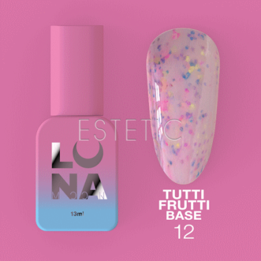 База Luna Tutti Frutti Base №12 холодна молочно-рожева з різнокольоровими крапочками, 13 мл