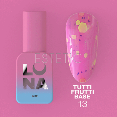 База Luna Tutti Frutti Base №13 яскраво-рожева з разнокольоровими вкрапленнями, 13 мл
