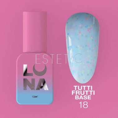 База Luna Tutti Frutti Base №18 бело-голубая с разноцветными точечками, 13 мл
