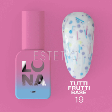 База Luna Tutti Frutti Base №19 молочно-белая с разноцветными фигурками, 13 мл