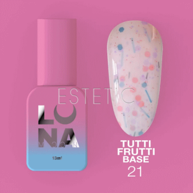 База Luna Tutti Frutti Base №21 молочна попелясто-рожева з разнокольоровими фігурками, 13 мл