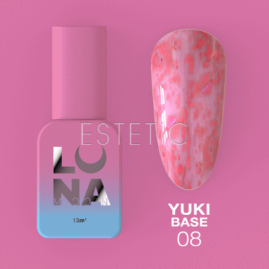 Luna Yuki Base №08 молочно-розовая с розовой поталью, 13 мл